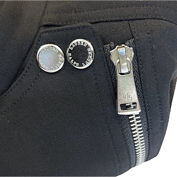 LAUREN RALPH LAUREN Black Moto Jacket Corporate Goth Blazer Women’s Petite 10P - Picture 7 of 13